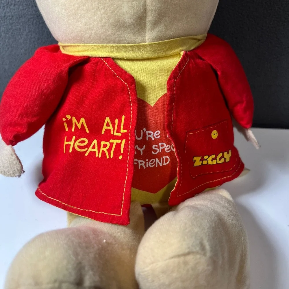 Vintage 1980 Ziggy Plush Doll Knickerbocker Tom Wilson I'm All Heart Red Jacket